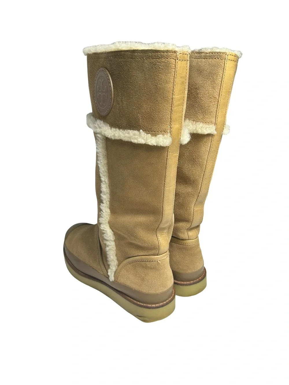 Tory Burch Amelie Suede Shearling Boots Tan Size 8.5 (Est)